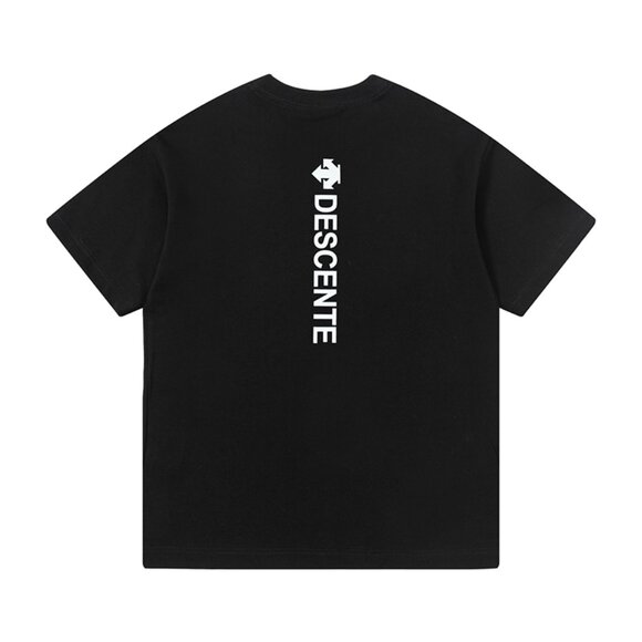 Descente Black Short-Sleeved T-Shirt With Letter Logo Print